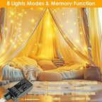 2Pack Each 66Ft 200LED Christmas Fairy Lights Plug in with Remote, Waterproof Twinkle Lights Outdoor Indoor, String Lights 8 Modes with Timer for Girl's Room Garden Christmas Decorations (Warm White)