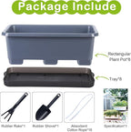Window Box Planter 8 Pcs, 17 Inches Rectangle Flower Pots with Drainage Holes and Trays, Vegetable Planters for Windowsill Patio Garden Balcony Home Porch Yard Indoor Outdoor (Grey)