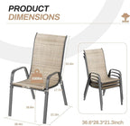TLSUNNY Patio Chairs, Stackable Textilene Outdoor Dining Furniture for All Weather, with 17.7″ Wide Seat & Metal Frame, for Garden, Backyard, Deck, Restaurant, Poolside (8, Brown, 26.4″)