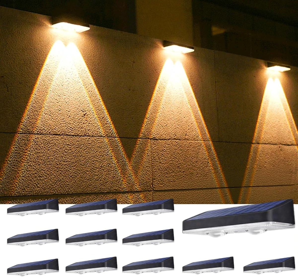 solar deck lights outdoor 12 pack for wall, main product view