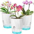 KIMCHOMERSE Self Watering Plant Pots, 6 Inch Plant Pots White, 6 Pack Flowers Pot Indoor Planter Pots with Tray for Spider Plant, Orchid, African Violet