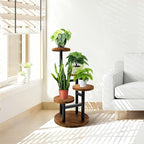 AUGOSTA 4 Tier Corner Plant Stand, Tall Metal Wood Plant Shelf Holder for Indoor, Outdoor Display Rack Flower Pot Stand for Living Room Balcony Garden Patio