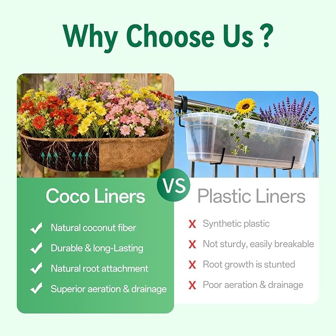 ZeeDix 24 Inch Trough Coconut Liners for Planters (4-Pack) - 100% Natural Coconut Coir Fiber Planter Liners Replacement for Window Boxes, Wall Baskets, Deck Flower Boxes, Garden Railing Fence Troughs