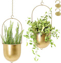 acelist gold metal hanging planter set of 2, main product view