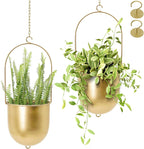 acelist gold metal hanging planter set of 2, main product view