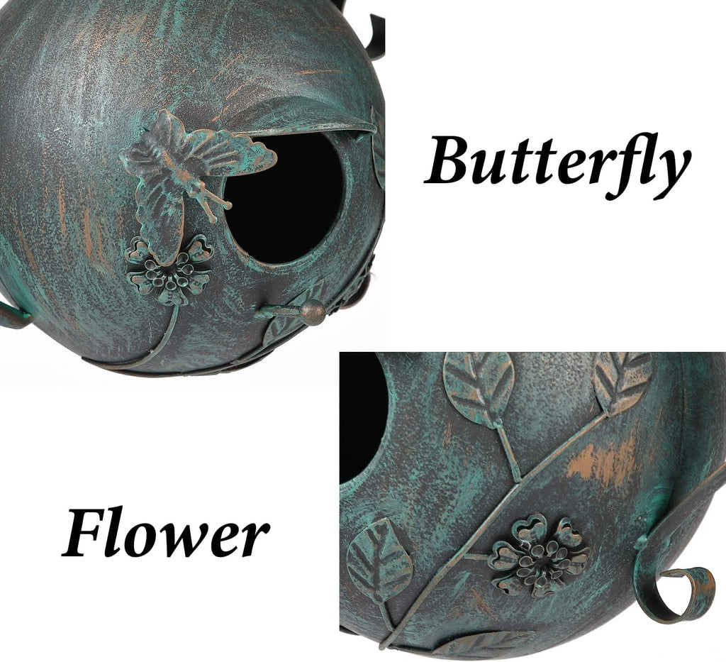 Bird Houses for Outside, Outdoor Bird House, Teapot Shaped Hanging Bird House, Antique Metal Bird House, Decorative Bird Houses, Unique Humming Bird Houses for Garden Patio Yard Lawn Backyard Decor