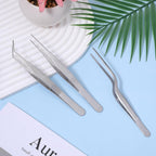 Garden Tweezers, 3 Pcs Stainless Steel Plant Tweezer Set Straight and Curved Precision Tweezers Multipurpose Bonsai Tools for Garden, Kitchen, Indoors and Outdoors (6.22Inch / 6.33Inch / 6.4Inch)