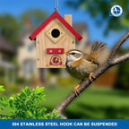 SISTERBIRD Wren Bird House, Premium Wooden Bird Houses for Outside, Classic Cabin Design Birdhouses for Outdoors, Hanging Bird House, Red-Breasted Nuthatch Wren Chickadee