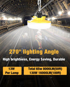 100FT LED Construction String Lights 3 Prong, 130W 16000Lm LED String Work Lights, 5000K Daylight Temporary Lighting for Construction Sites, Jobsite, Renovation, Mine Cave, UL Listed