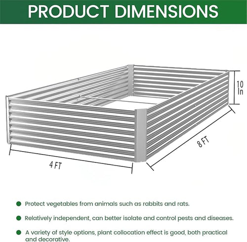 3 Pack 8x4FT Raised Beds for Gardening, Corrugated Galvanized Steel Raised Garden Bed, Outdoor Metal Above Ground Garden Bed for Vegetables and Flowers(Rectangular)
