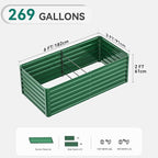 YITAHOME 6x3x2 ft 2pcs Galvanized Raised Garden Bed Kit, Large Metal Planter Box with Gloves & Support Rod, Outdoor Flower Bed for Plants Vegetables, Green