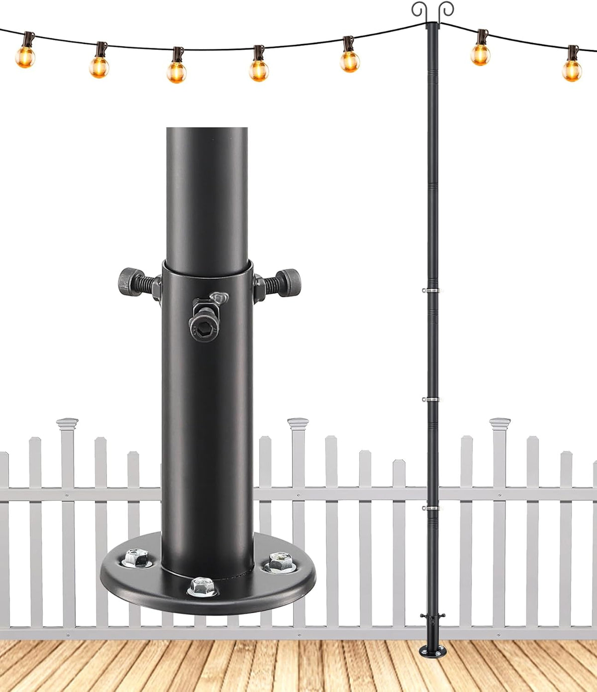 string light poles, 12 ft adjustable deck light, main product view