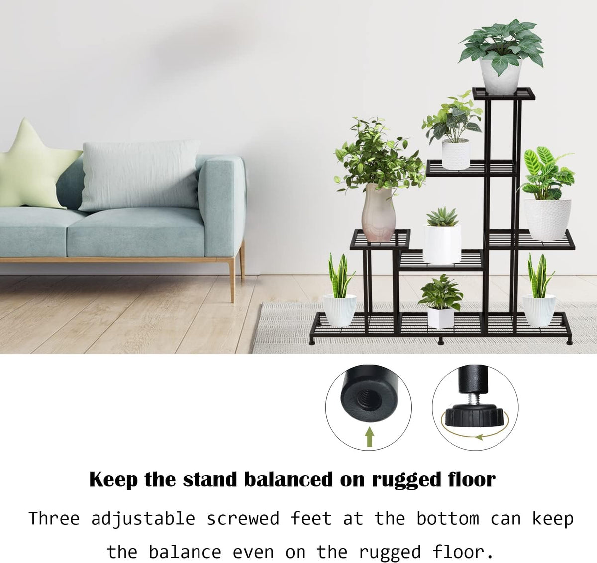 twhep heavy duty metal plant stand, 5 tiers, view 9