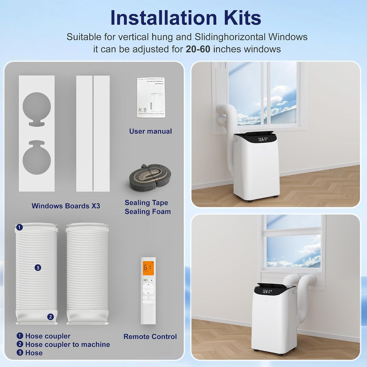 inverter 16000btu portable air conditioners with remote, free, view 9