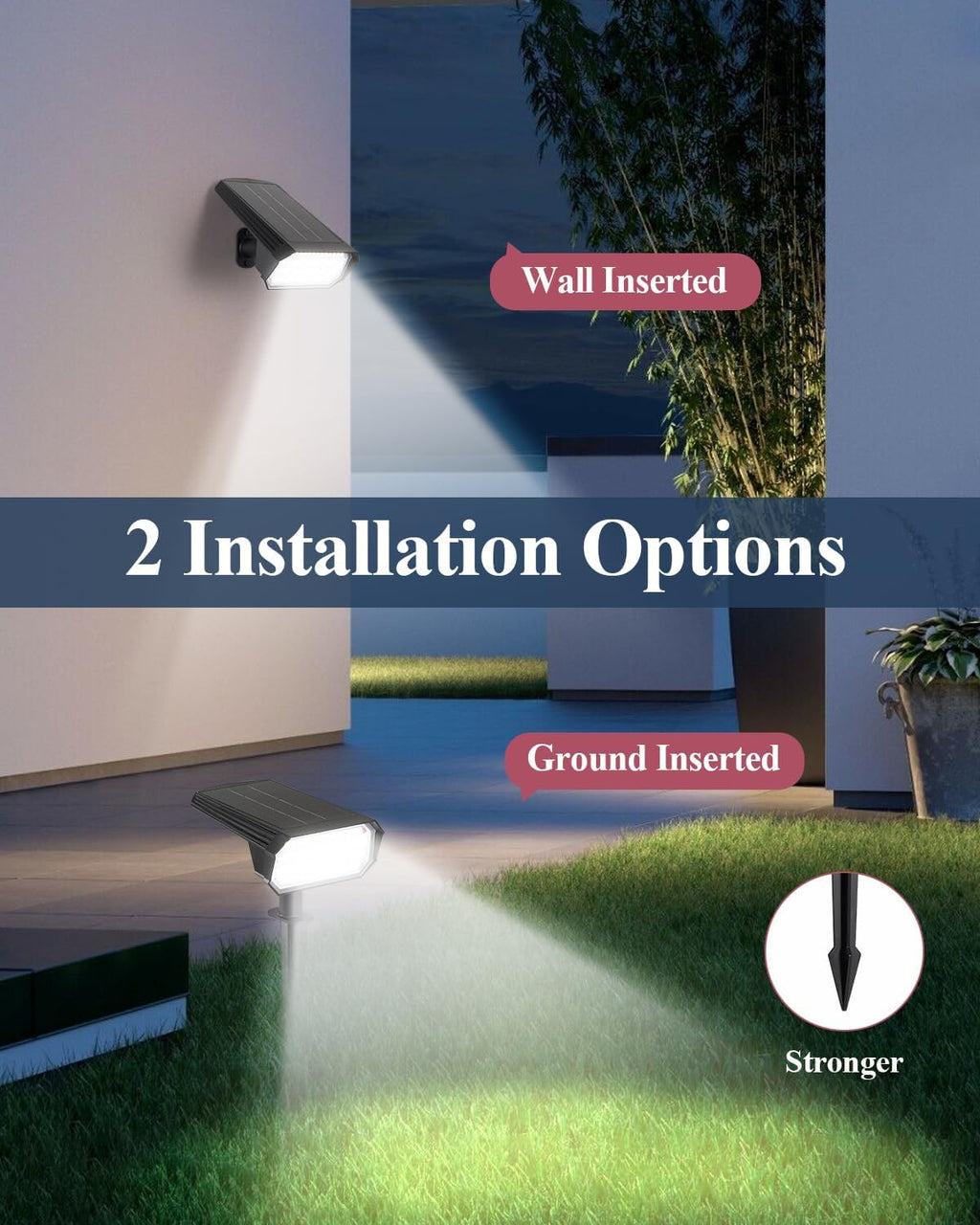 62 LED Solar Spotlights Outdoor Waterproof IP65, 3 Color 2700K/4500K/6500K & 2 Brightness, Auto-Brightness Adjustment, Solar Spot Lights Outdoor, Solar Garden Lights, 2000mAh Battery - 4 Pack