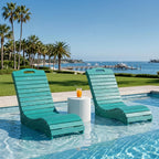 Skybright HDPE Pool Lounge Chairs Set of 2, in-Pool Chaise Lounge Outdoor with Wheels, S Shape Patio Sun Shelf Lounger for Poolside, Deck, Patio, Beach