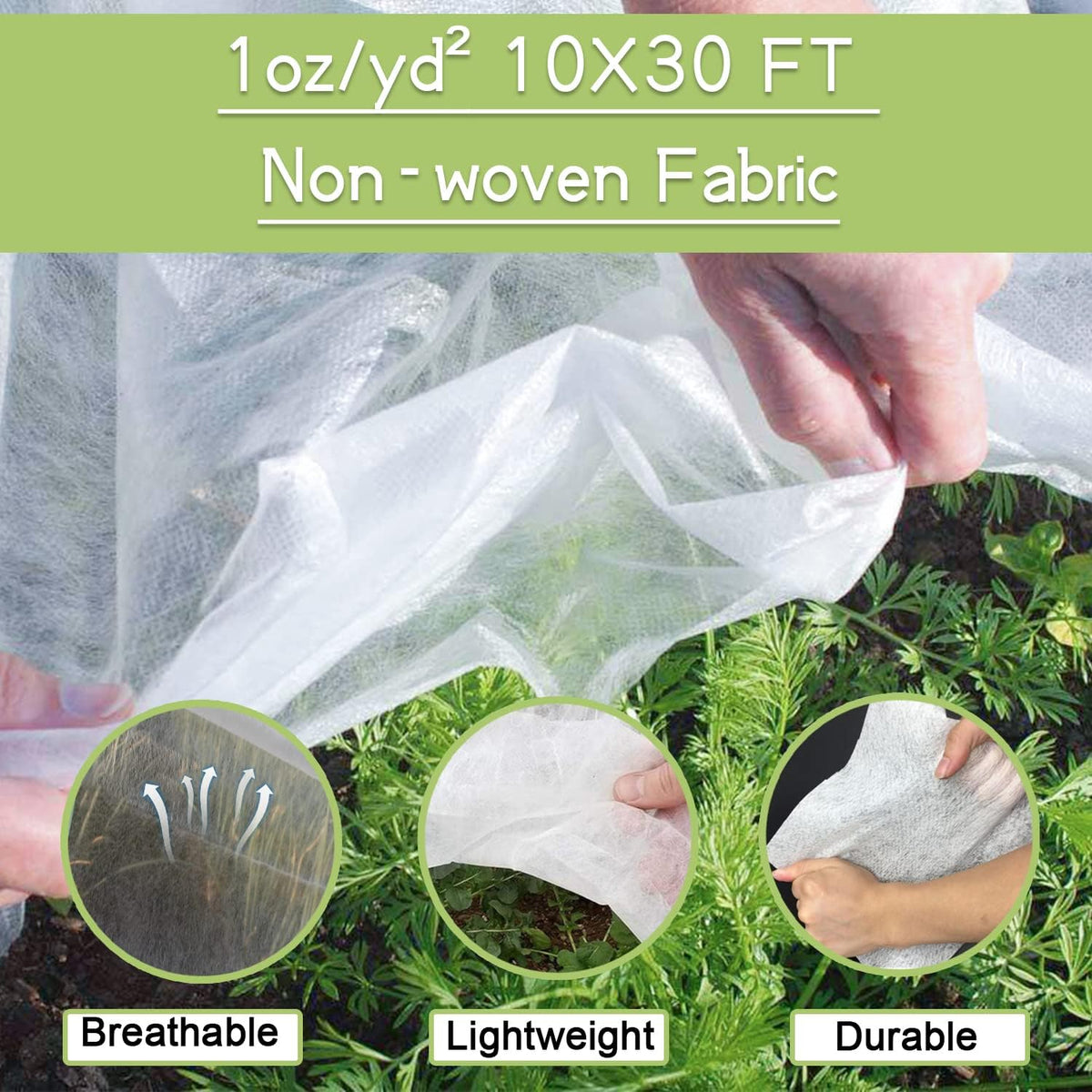 plant covers freeze protection kit, 10 x 30ft shown in use