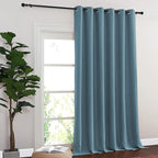 NICETOWN Room Divider Curtain 132 Inches Long, Wide Blackout Sliding Door Curtain for Bedroom, Room Darkening Privacy Window Curtain for Patio Door (1 Panel Set, Smoky Blue, 80 x 132 Inch)