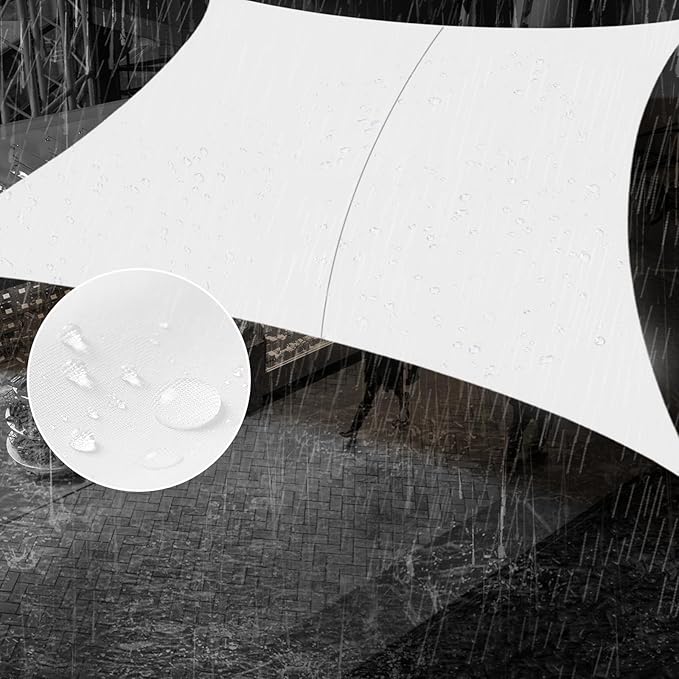 SUNNY GUARD Waterproof Sun Shade Sail 7' x 13' White Rectangle UV Block Sunshade for Backyard Yard Deck Patio Garden Outdoor Activities and Facility(We Make Custom Size)
