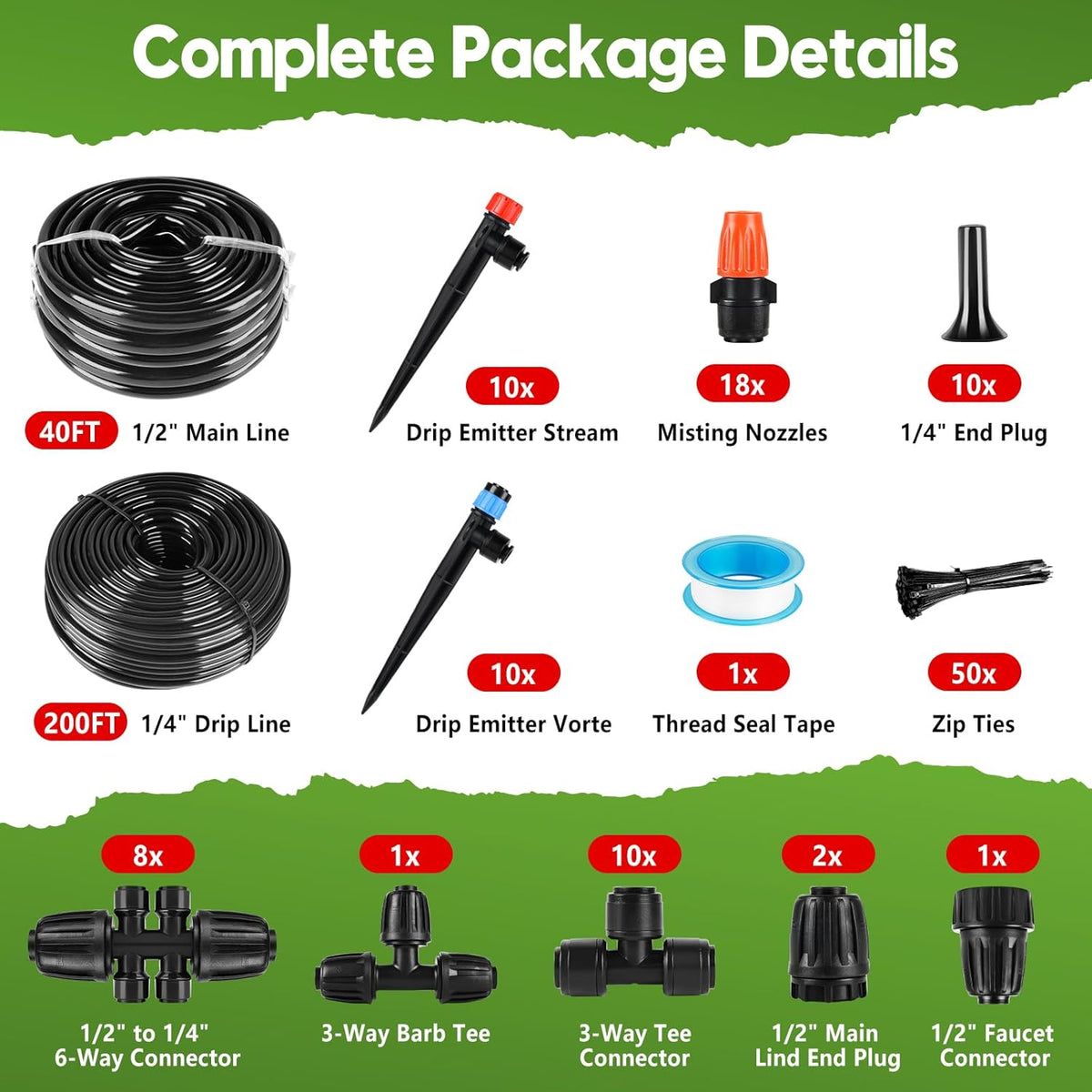 240ft drip irrigation system for garden, 2026 upgraded shown in use