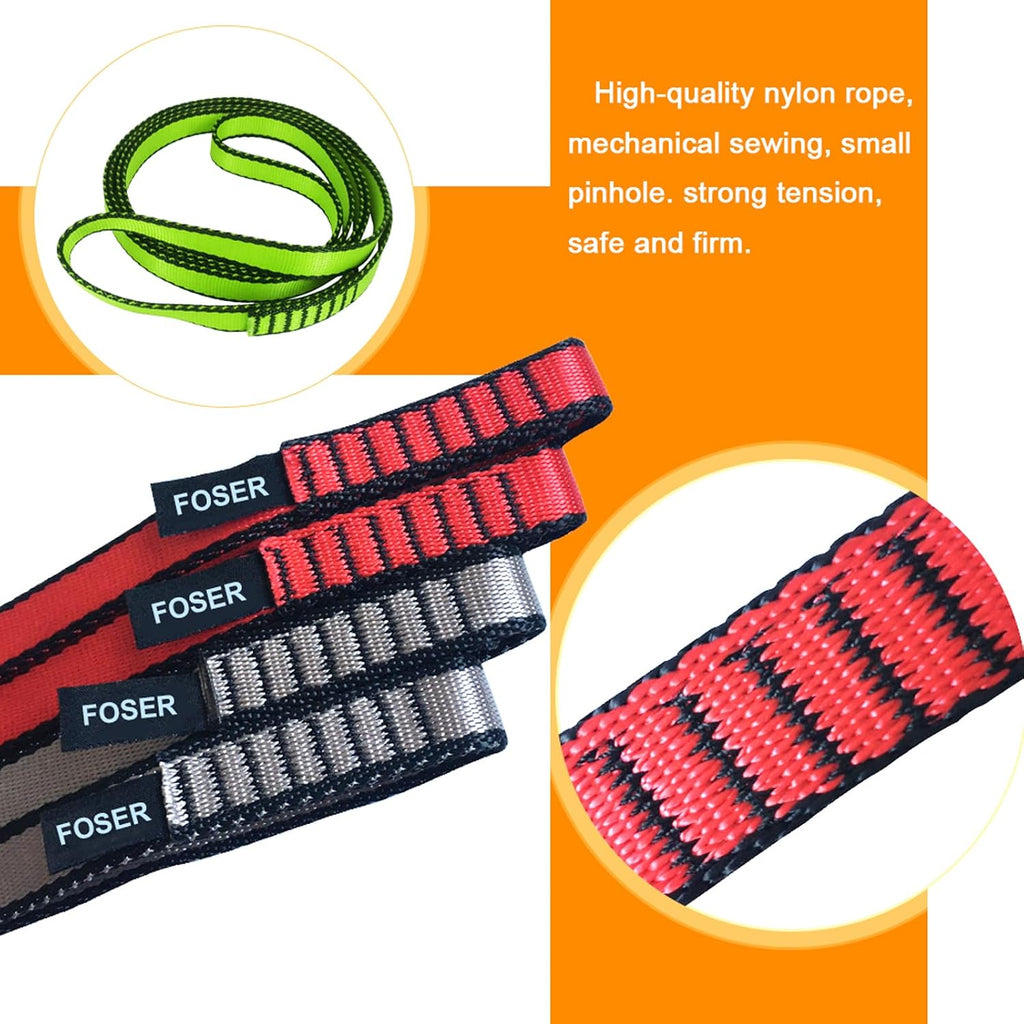 FOSER 18mm Nylon Climbing Sling Runner, 23KN Nylon Rope,Apply to Rock Climbing, Mountaineering, Hiking, Downhill, Emergency Equipment, etc