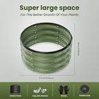ZXZYHFTY Round Galvanized Raised Garden Bed kit,Green Outdoor Garden Raised Planter Box, Round Large Metal Raised Garden Beds for Vegetable 2 * 2 * 1ft 3 Pcs