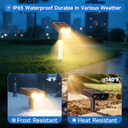 Solar Spot Lights Outdoor Adjustable Beam & PC Light Guide Column, 4 Pack Solar Lights Outdoor Waterproof IP65, 2 Modes & Auto On/Off Landscape Spotlights for Garden, Yard, Pathway, Tree (Warm Yellow)