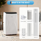 14,000 btu portable air conditioner, 4-in-1 portable ac, front angle view