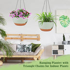 Hanging Planters for Outdoor Indoor Plants, 2 Pack 10 Inch Hanging Basket Plants Outdoor, Self Watering Hanging Planter with Plant Hanger for Garden Home Decoration (Green, 10 inch)