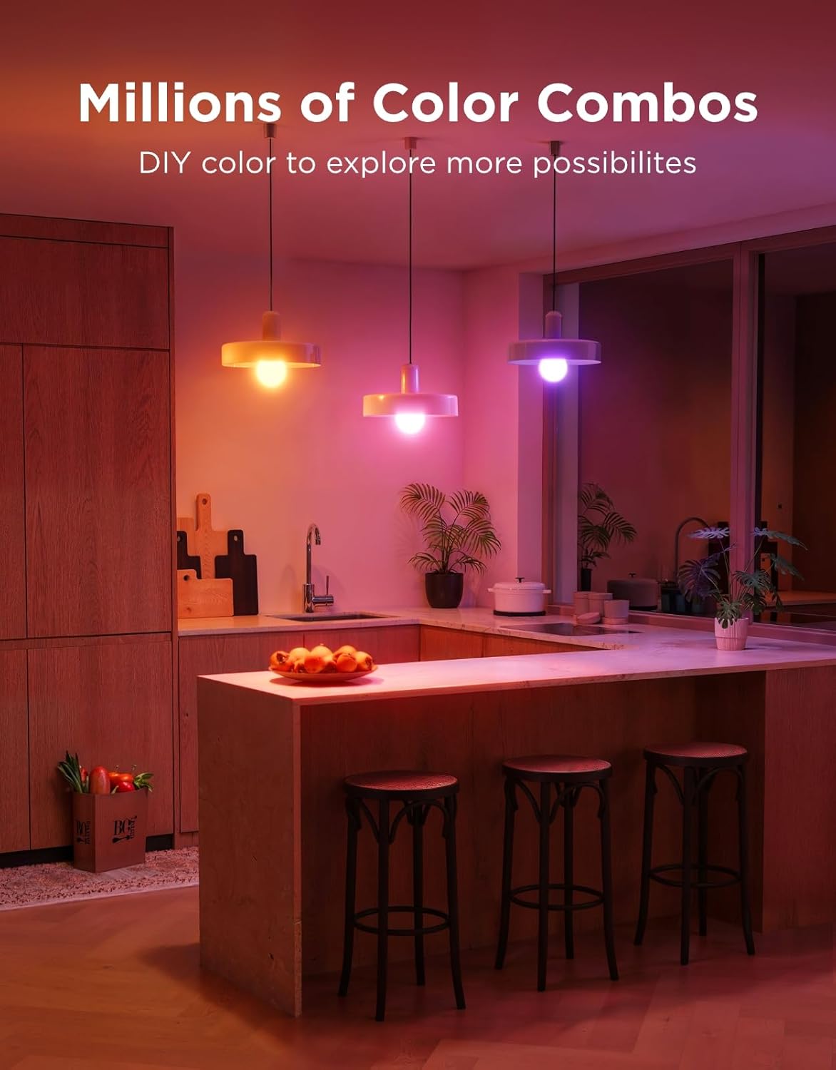 govee smart light bulbs, a19 color changing light shown in use