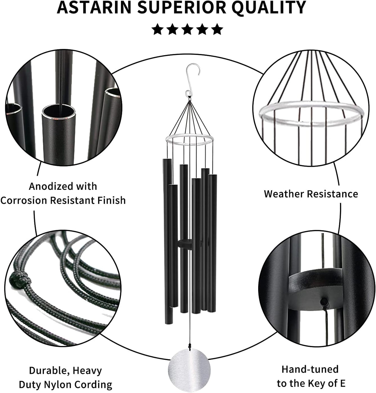 astarin wind chimes outdoor large deep tone shown in use