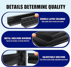 71" H-46 W Garage Shelving Heavy Duty Storage Shelves, Metal Adjustable Shelving Unit, Utility Garage Organizer Shelf for Basement, Pantry, Kitchen, Warehouse, 20" D x 46" W x 71.2" H, Black