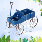 goplus wagon planter, decorative wooden garden planter with on a desk or shelf