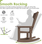GREENVINES Outdoor Rocking Chairs | Set of 2 | Porch Rocker | HDPE Plastic | Wood Grain | Oversized Rockers | High Back | Big & Tall | Ladder Back | Dark Brown | for Patio Outside