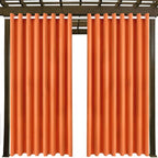 Waterproof Outdoor Curtain W105 x L108 - Grommet Top Sunlight Blocking Window Treatment Drapes Blackout Curtains for Home Bedroom Living Room Outdoor Patio Porch Pergola, Orange, 2 Panels