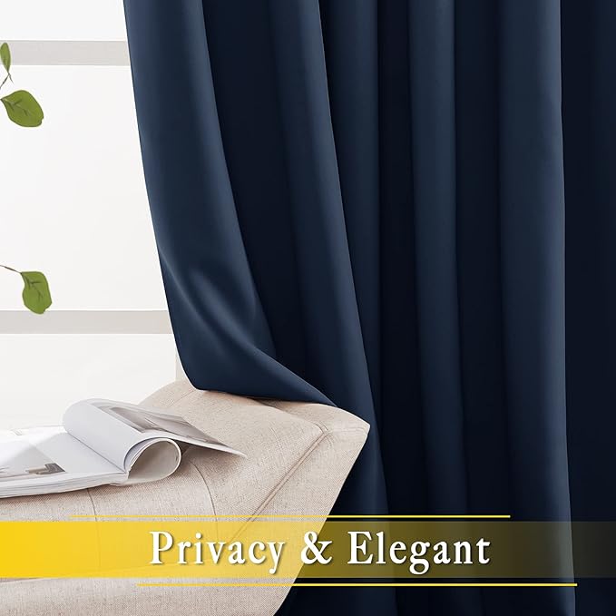 NICETOWN Bedroom Window Blackout Curtain Panel - Thermal Insulated Blackout Drape/Drapery for Loft, Guestroom (Navy, 1 Panel, 80 x 84 inch)