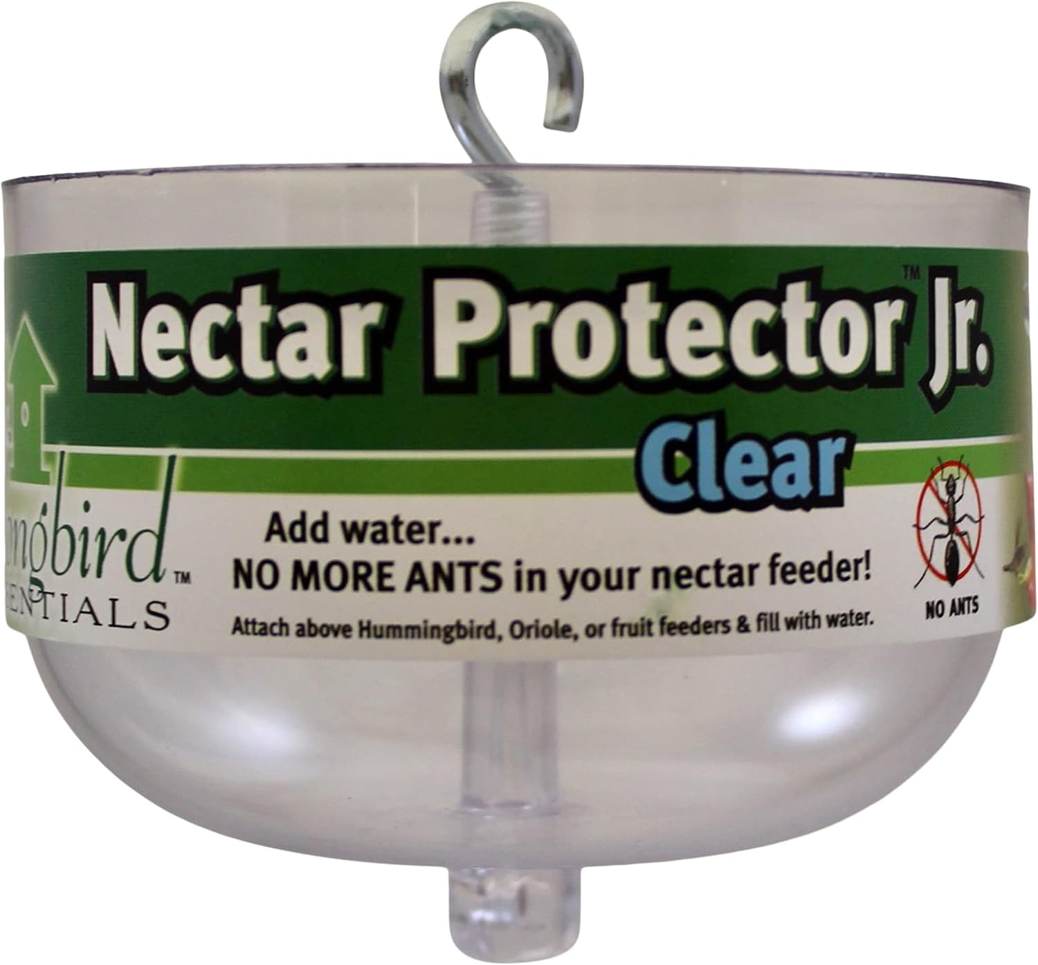 Nectar Protector Junior Bird Feeder Protection - Clear | See-Through Bowl Shows Water Level at a Glance - Compact Ant Moat Hangs Between Hook and Feeder to Protect Nectar