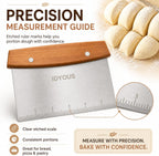 Bench Scraper and Dough Cutter, Stainless Steel Bread Cutter | Measurement Marks, Kitchen Tool for Flat Top Grill, Bread, Pizza and Baking
