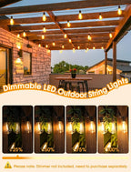 100FT(4x25FT) Outdoor String Lights, Patio Lights with 40+4 LED Dimmable Waterproof Linkable ST38 Edison Bulbs for Gazebo Camping Party, Black