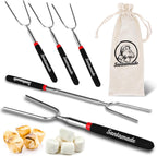 Marshmallow Roasting Sticks Set of 5 | Telescoping Long Smores Sticks for Fire Pit, Hot Dog Sticks for Campfire Grill Bonfire Party Supplies With Storage Sack