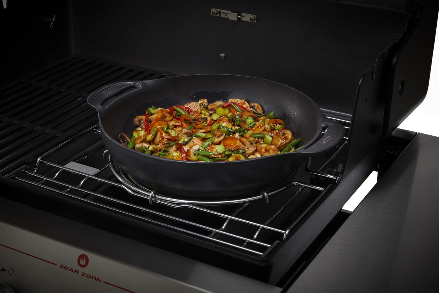 Weber Crafted® Wok & Steamer, 6 Qt, for Gourmet Grilling | Porcelain‑Enameled Cast‑Iron Wok with Steamer Basket for Weber Crafted® Grills (Frame Kit Required) - Grill Accessory