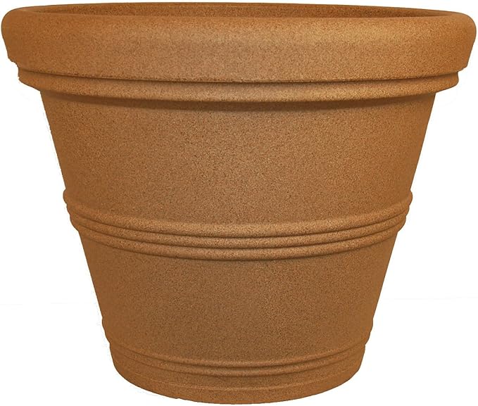 Tusco Products RR245SS Classic Rolled Rim Garden Planter, 24.5", Sandstone