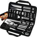 POLIGO 29 PCS BBQ Grill Accessories Stainless Steel BBQ Tools Grilling Tools Set with Storage Bag for Fathers Day Dads Birthday Presents - Camping Grill Utensils Set Ideal Grilling Gift for Men Silver