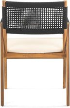 Christopher Knight Home Pasco Acacia Wood Outdoor Dining Table Set for 6, Wicker Patio Dining Set with Acacia Wood Table and Bench, Patio Table and Chair Set with Cushion+Rope Back, Black+Teak+Brown