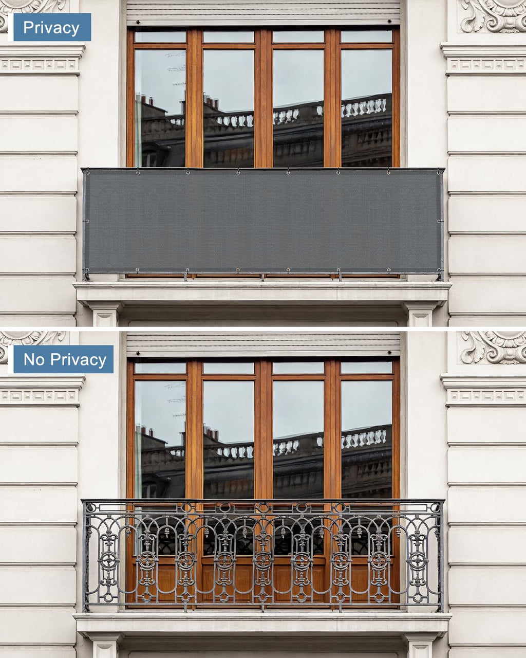 balcony privacy screen fence uv protection, customized 2.5'x6' shown in use