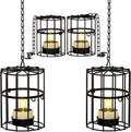 PChero Solar Hanging Lanterns Outdoor Waterproof, 4 Tea Lights, 18.1" Chain | 2 large + 2 small iron holders, flickering LED tea lights, for patio garden tree backyard, 10-12H runtime, removable chain