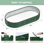 Raised Garden Bed, 6x3x1ft Galvanized Outdoor Planter Beds with Safety Edging and Gloves, Oval Metal Planter Box for Gardening Vegetables Flowers Herb-Deep Green