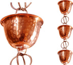 monarch rain chains pure copper hammered cup rain, main product view