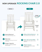 SERWALL Oversized Rocking Chair Outdoor, HDPE Outdoor Rocking Chair, White