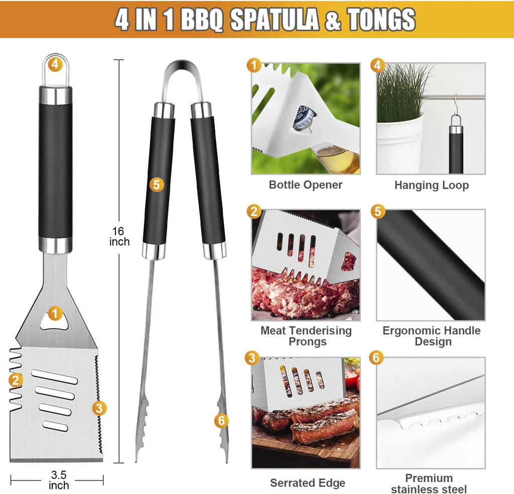 cifaisi 38pcs bbq tools grilling accessories set with, close-up detail